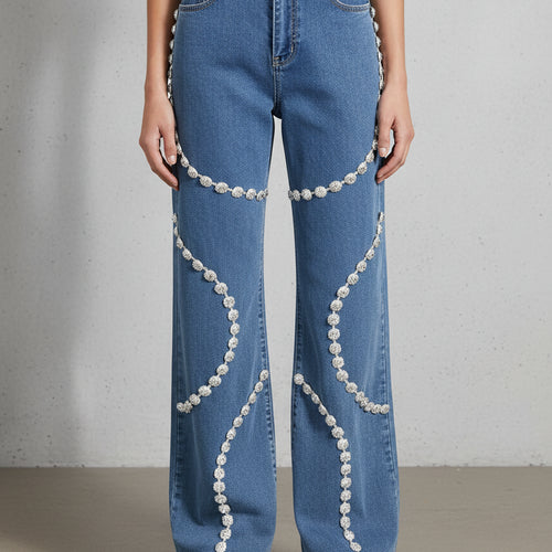 Modische Damen Jeans High Waist | Patchwork