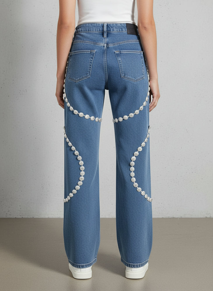 Modische Damen Jeans High Waist | Patchwork