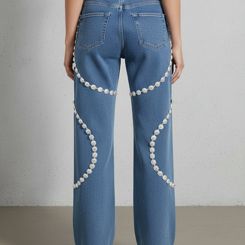 Modische Damen Jeans High Waist | Patchwork