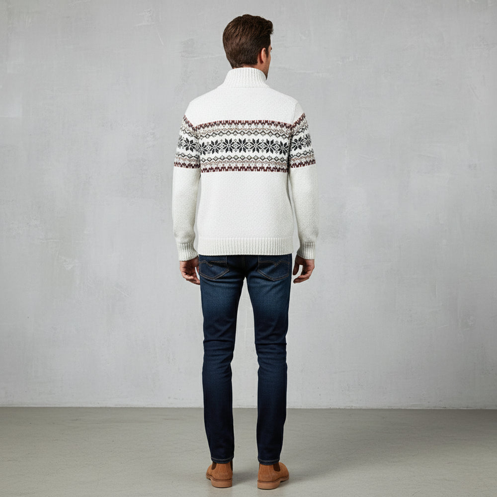 Moderner Herren Strickpullover | Reißverschluss | Stehkragen | Herbst