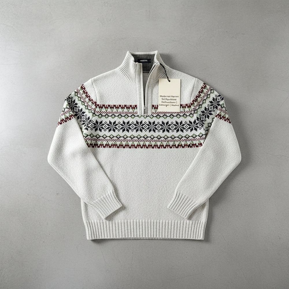 Moderner Herren Strickpullover | Reißverschluss | Stehkragen | Herbst