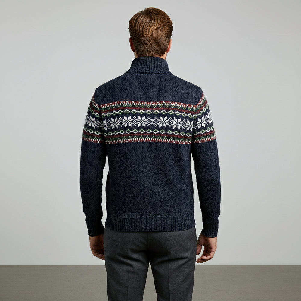 Moderner Herren Strickpullover | Reißverschluss | Stehkragen | Herbst