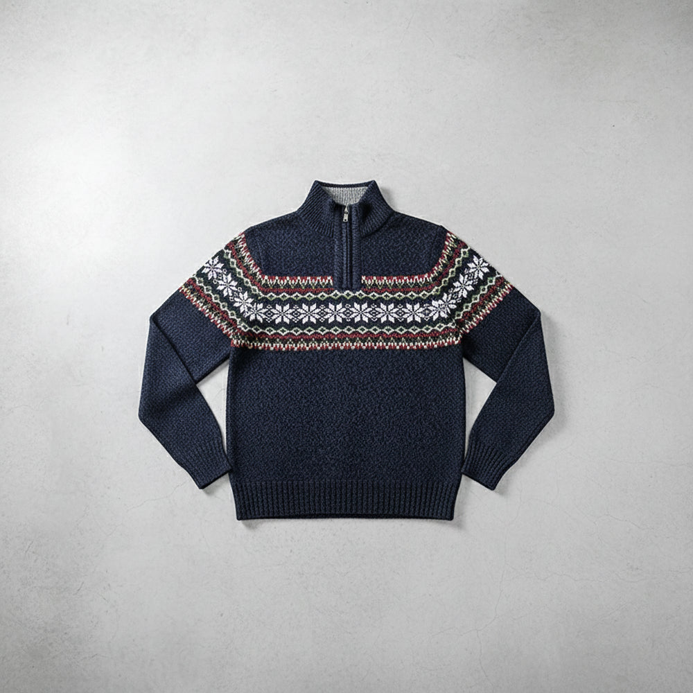 Moderner Herren Strickpullover | Reißverschluss | Stehkragen | Herbst