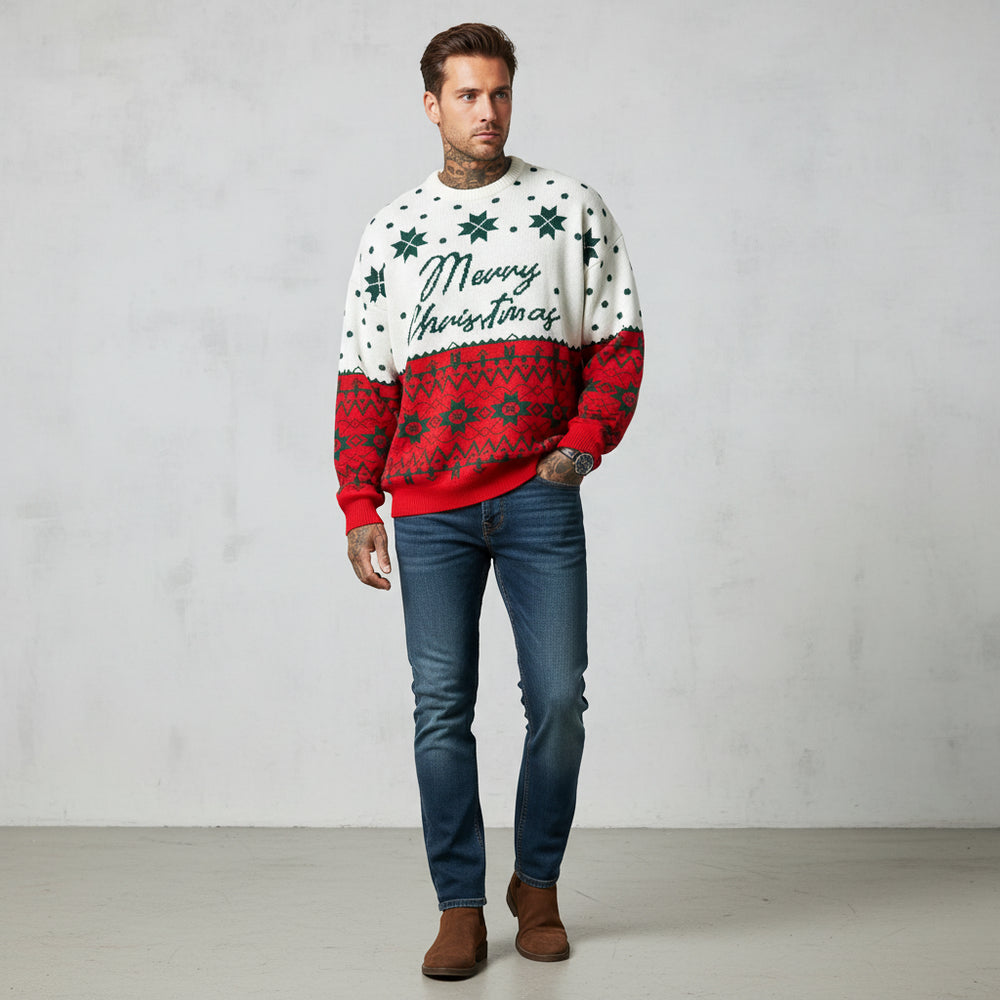 Lockerer Herren Strickpullover | Jacquard Herbst