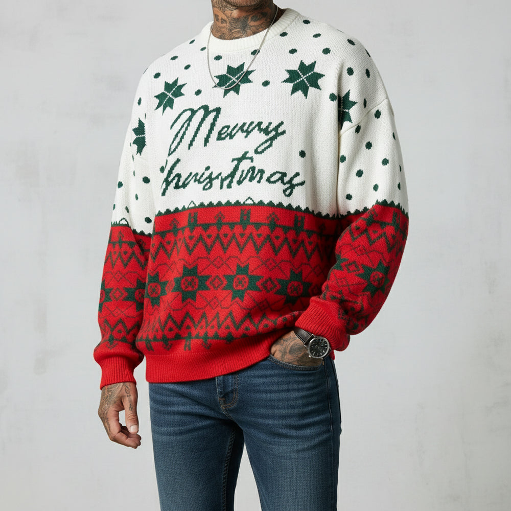 Lockerer Herren Strickpullover | Jacquard Herbst