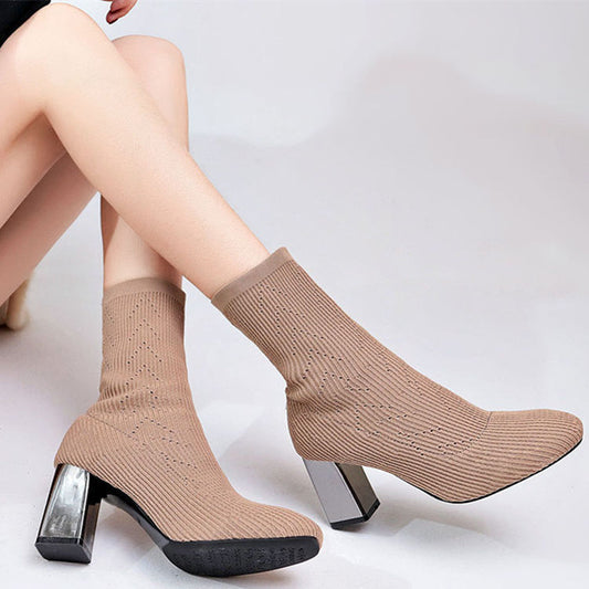 Sara – Elastische Damenstiefel mit hohen Absätzen