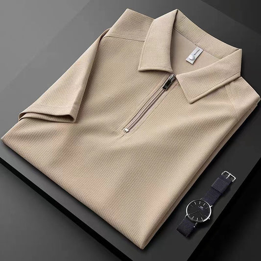 Jon – Sommerliches Polo-Shirt mit Halb-Zip und Blasenstoff