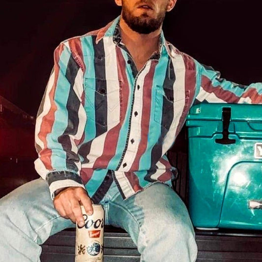Damon – Lässiges Herrenhemd mit Retro-Print und langen Ärmeln