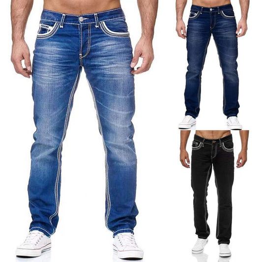 Jim – Herrenjeans mit Taschen, Gerade Hosen, Business Casual Tägliche Streetwear