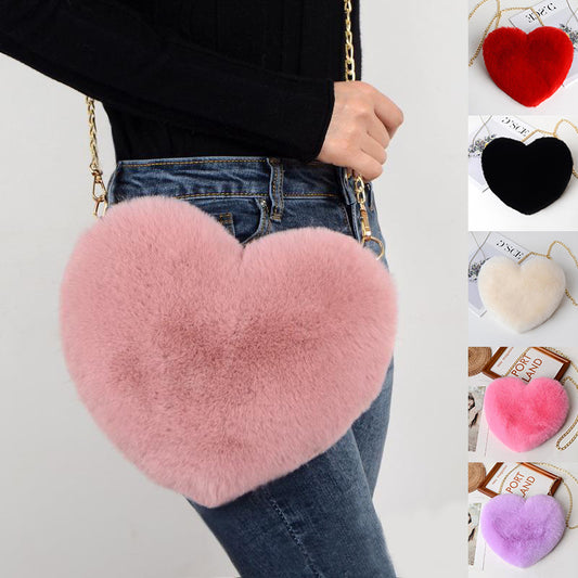 Tara – Plüsch Schultertasche mit Kette für Frauen zur Valentinstagsparty