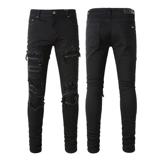 Bryan – Schwarze gefaltete Jeans für Herren