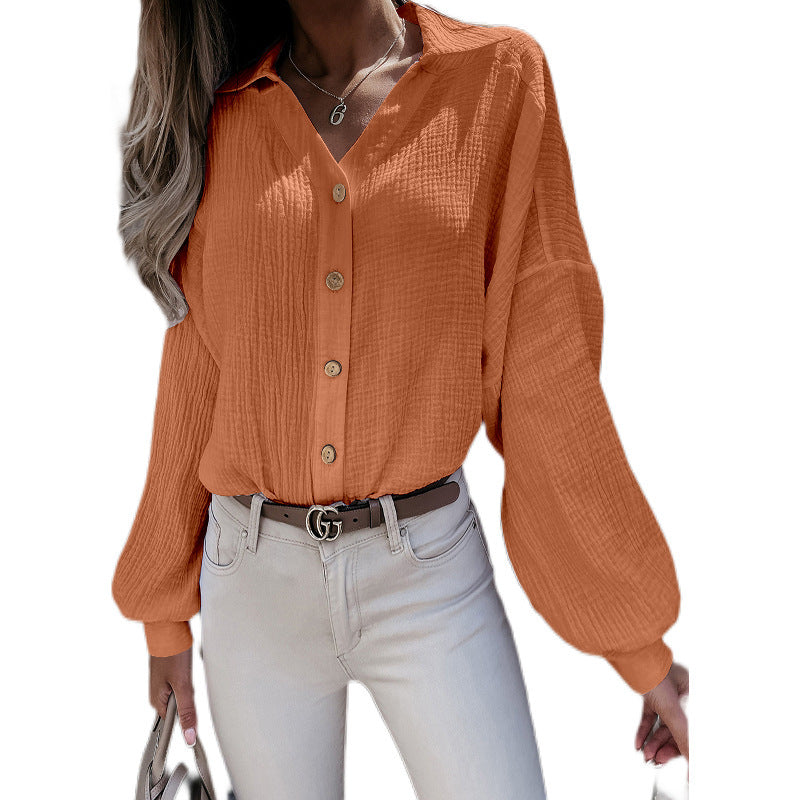 Laura – V-Ausschnitt Laternenärmel Bluse