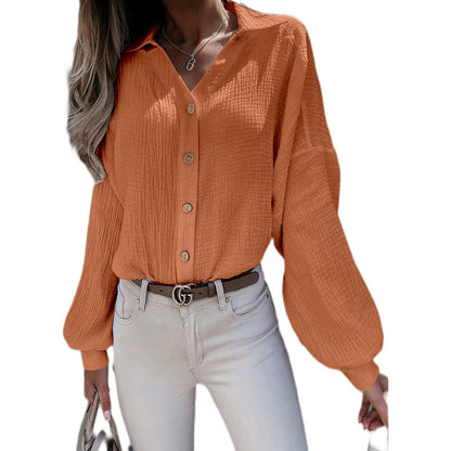 Laura – V-Ausschnitt Laternenärmel Bluse