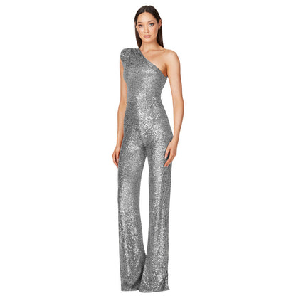 Diana – Ärmelloser Ein-Schulter-Pailletten-Jumpsuit