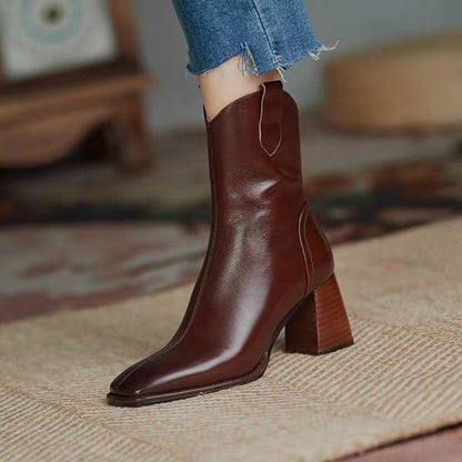 Catherine – Damen Stiefeletten mit Hohem Absatz und Eckigem Zeh