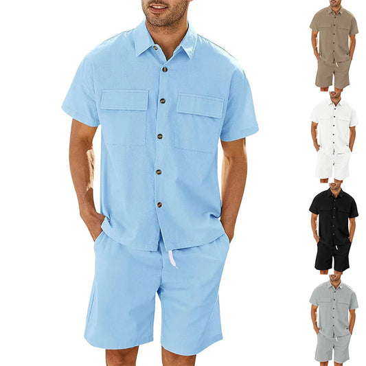 Gabriel – Herren Freizeitset mit kurzen Ärmeln und Kordelzug-Shorts