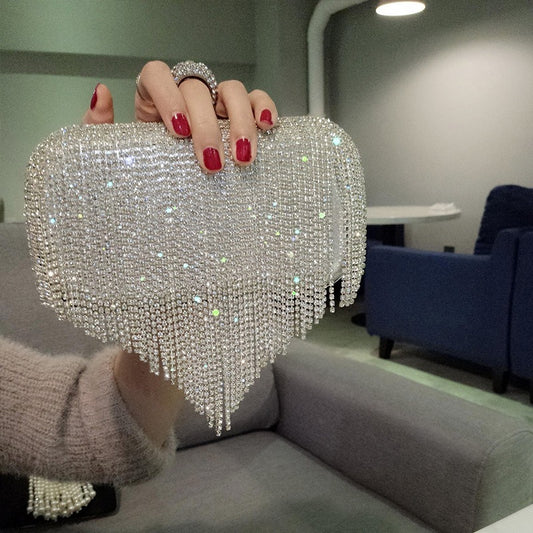 Clara – Handtasche mit fransen und strass für Damen