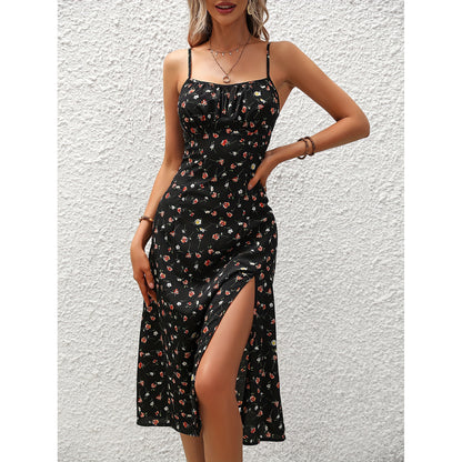 Leanne – Sommerliches Langkleid mit Polka-Dot-Muster und sexy Schlitz
