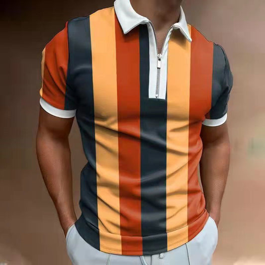 Kelvin – Gestreiftes Herren-POLO-Shirt mit kurzen Ärmeln