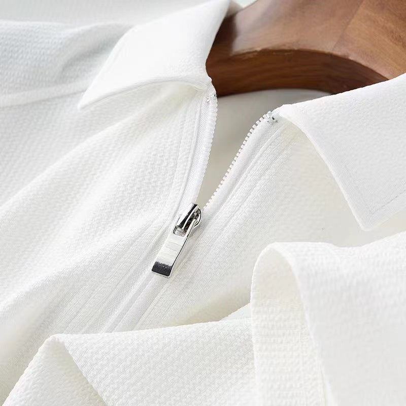 Jon – Sommerliches Polo-Shirt mit Halb-Zip und Blasenstoff