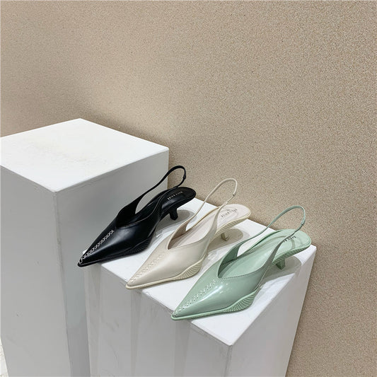 Jade – Mittelhohe Damen-Baotou-Sandalen mit Spitze