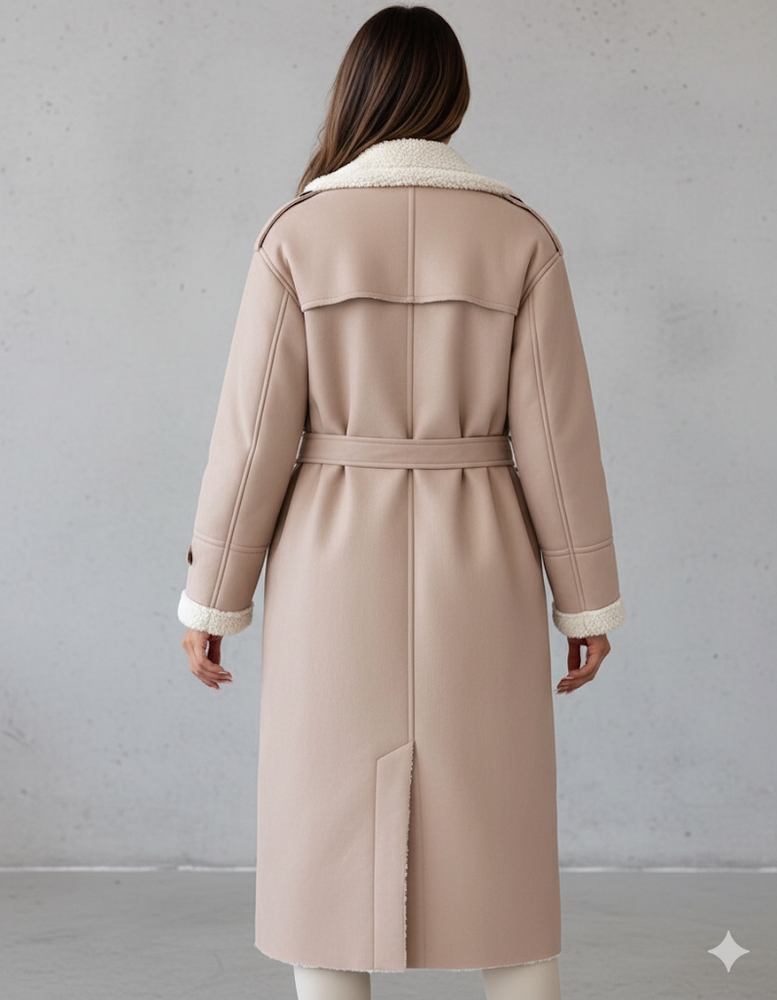 Damen Mantel aus Veganleder mit Plüschfutter | Warm & Modern