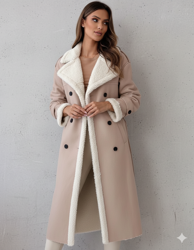 Damen Mantel aus Veganleder mit Plüschfutter | Warm & Modern