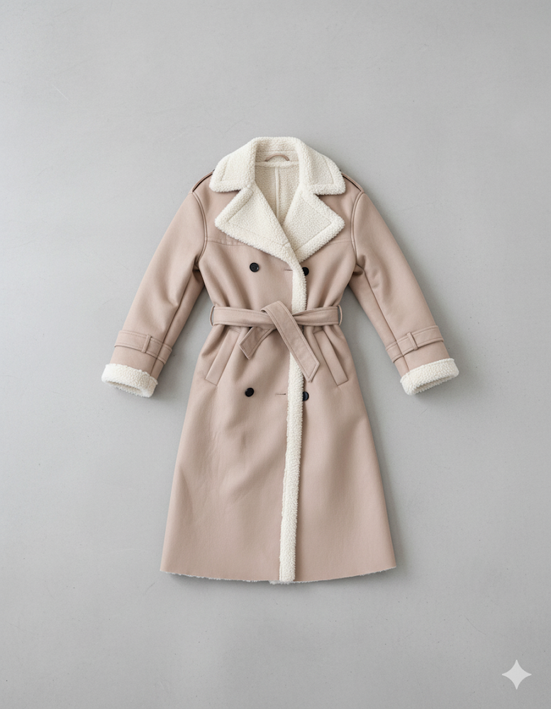 Damen Mantel aus Veganleder mit Plüschfutter | Warm & Modern