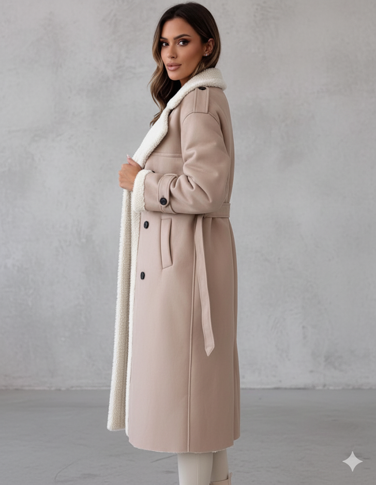 Damen Mantel aus Veganleder mit Plüschfutter | Warm & Modern