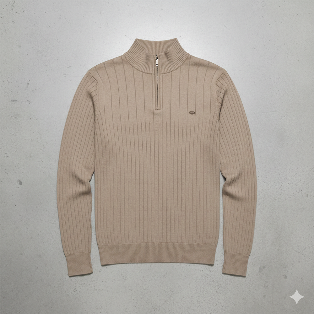 Herren Strickpullover mit Stehkragen | Halbzip | Winter