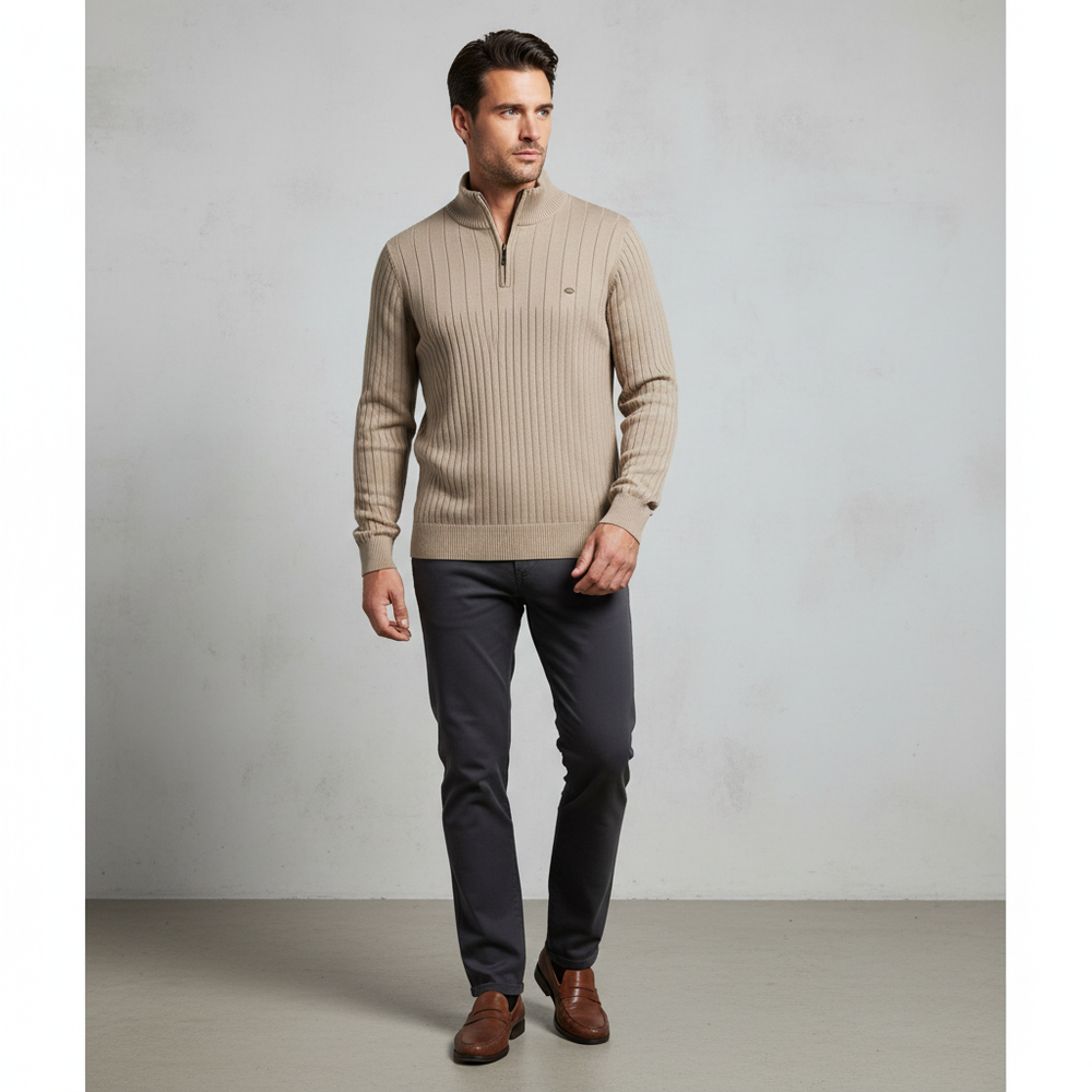 Herren Strickpullover mit Stehkragen | Halbzip | Winter