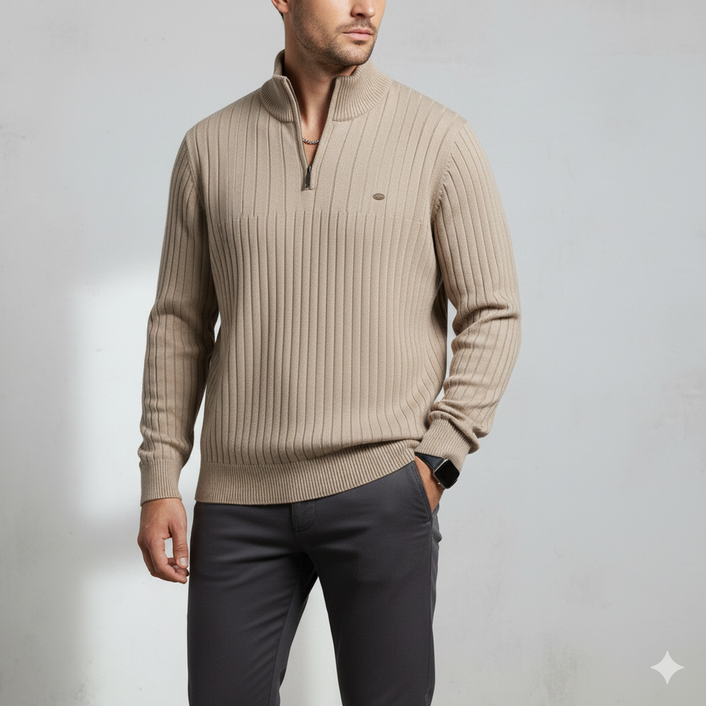 Herren Strickpullover mit Stehkragen | Halbzip | Winter