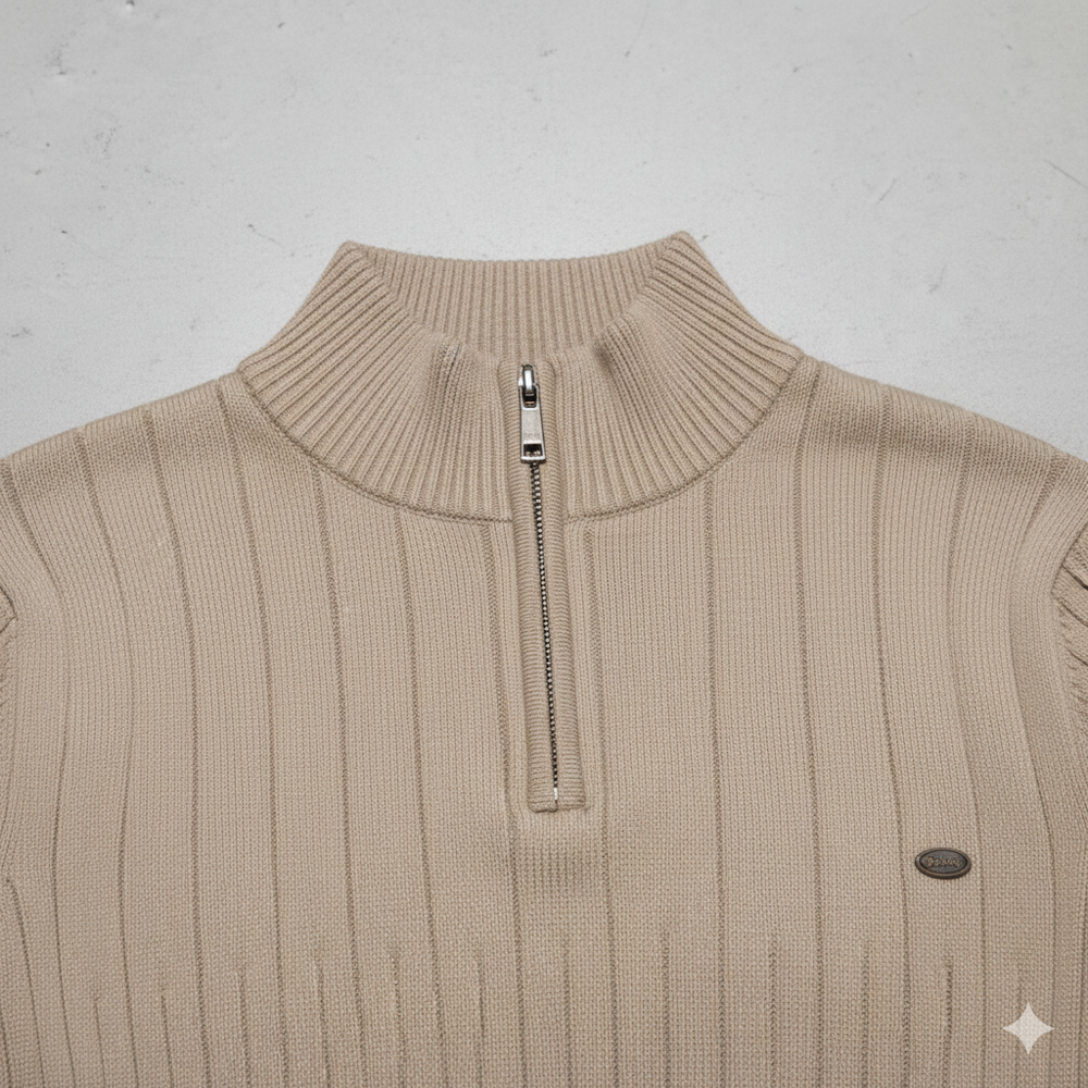 Herren Strickpullover mit Stehkragen | Halbzip | Winter