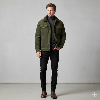Herren Cordjacke mit Teddyfutter | Warm & Lässig | Herbst Winter