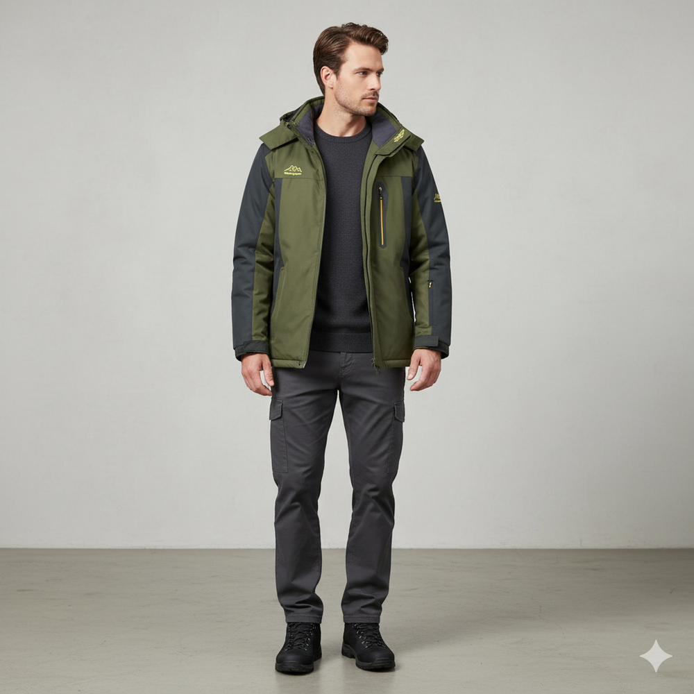 Herren Skijacke mit Kapuze | Winddicht & Warm | Winter Outdoor