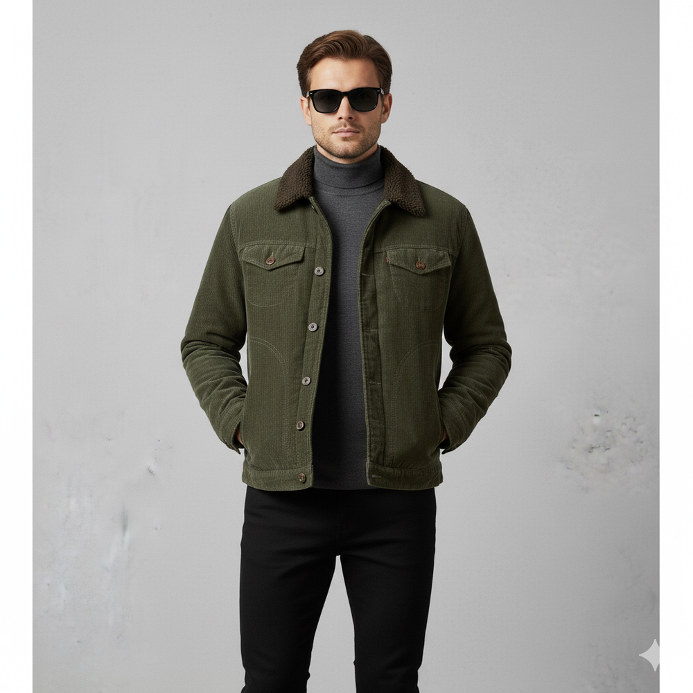 Herren Cordjacke mit Teddyfutter | Warm & Lässig | Herbst Winter