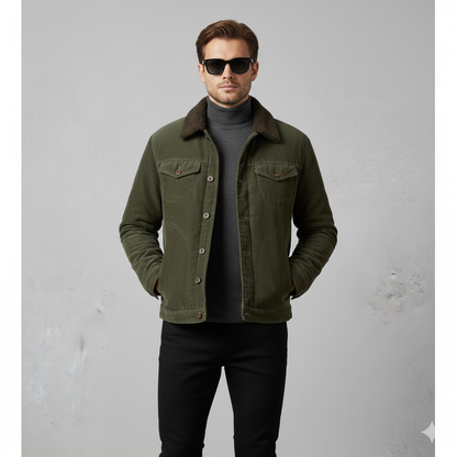 Herren Cordjacke mit Teddyfutter | Warm & Lässig | Herbst Winter