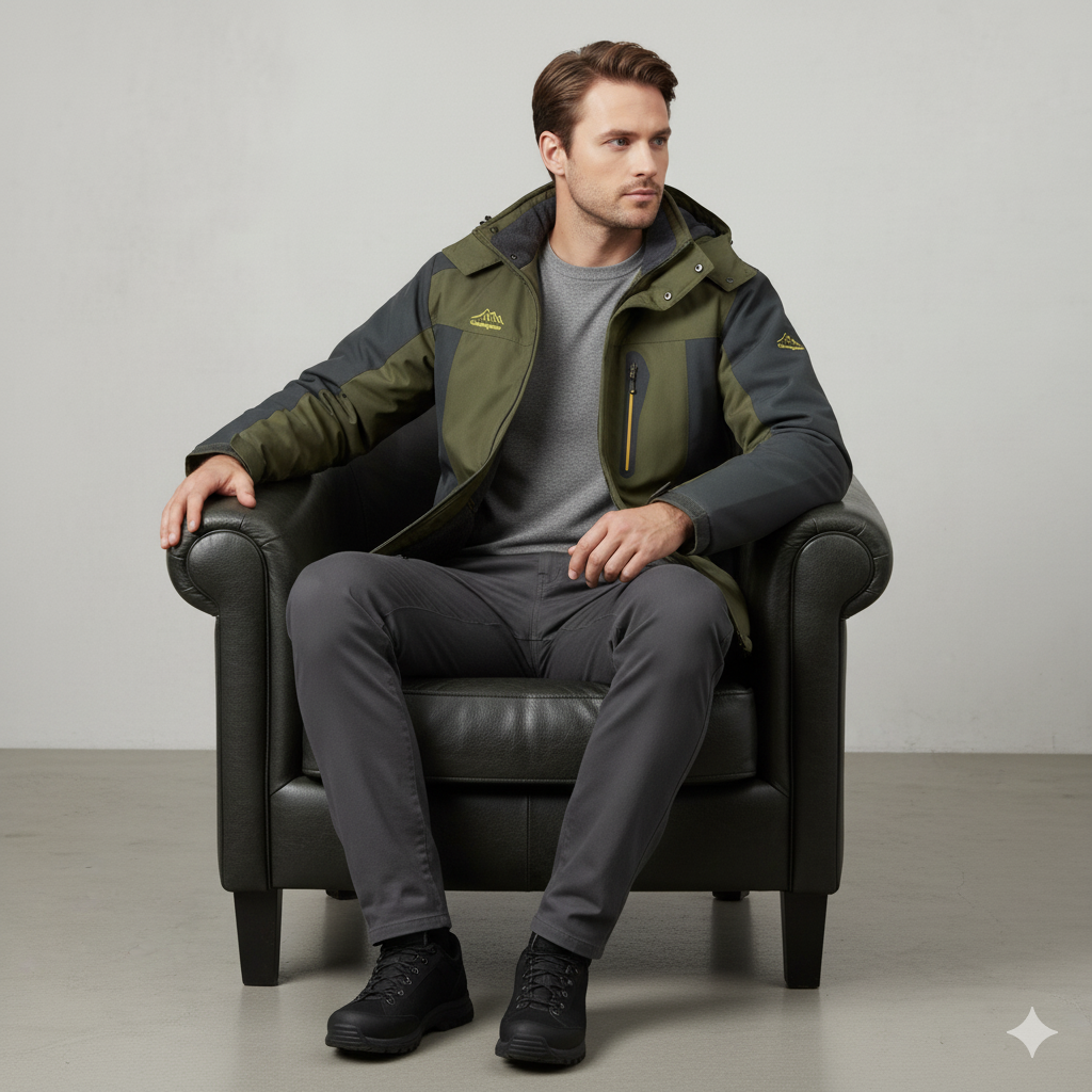 Herren Skijacke mit Kapuze | Winddicht & Warm | Winter Outdoor