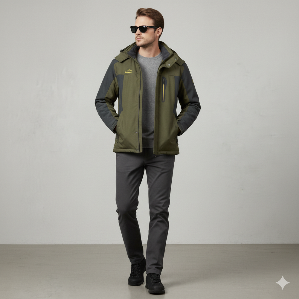 Herren Skijacke mit Kapuze | Winddicht & Warm | Winter Outdoor