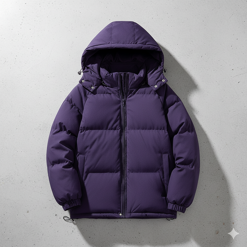 Warme Herren Pufferjacke mit Kapuze