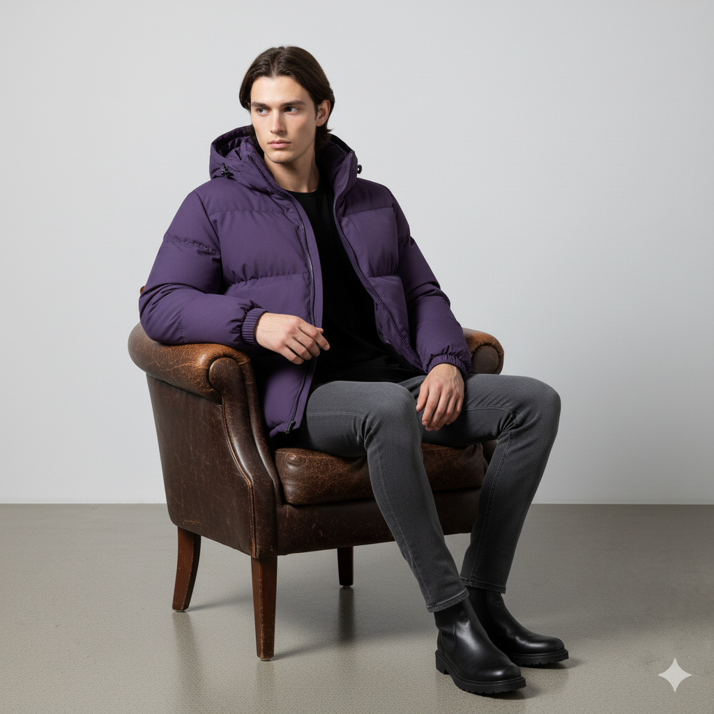 Warme Herren Steppjacke mit Kapuze | Winter Casual