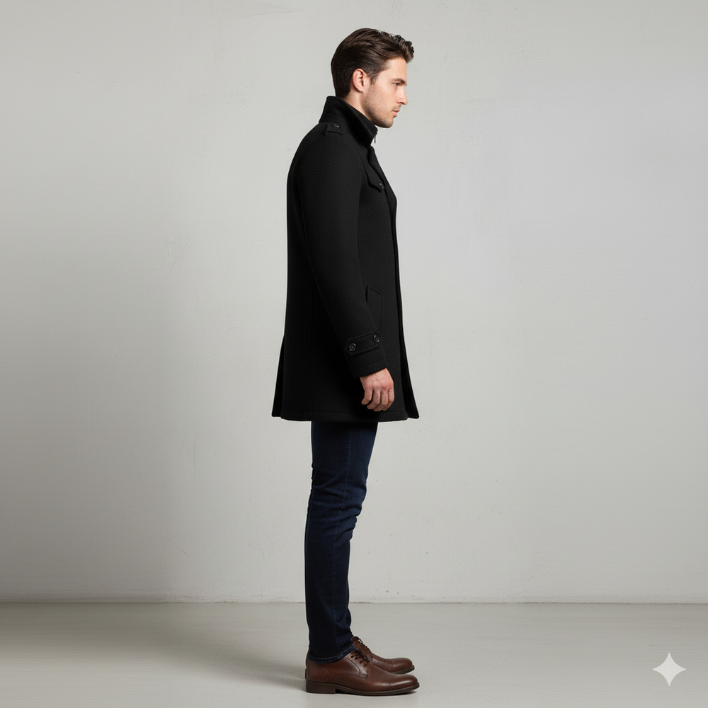 Eleganter Herren Wollmantel mit Stehkragen | Winter | Warm