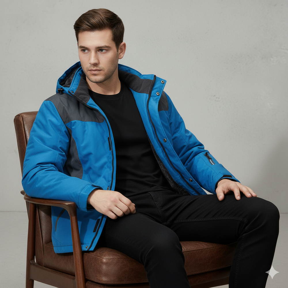 Herren Skijacke mit Kapuze | Winddicht & Warm | Winter Outdoor