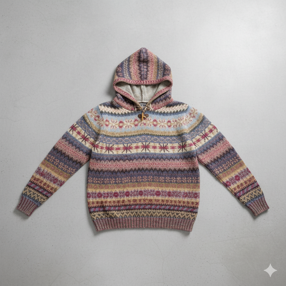 Gemusterter Damen Hoodie Pullover mit Kapuze | Winter