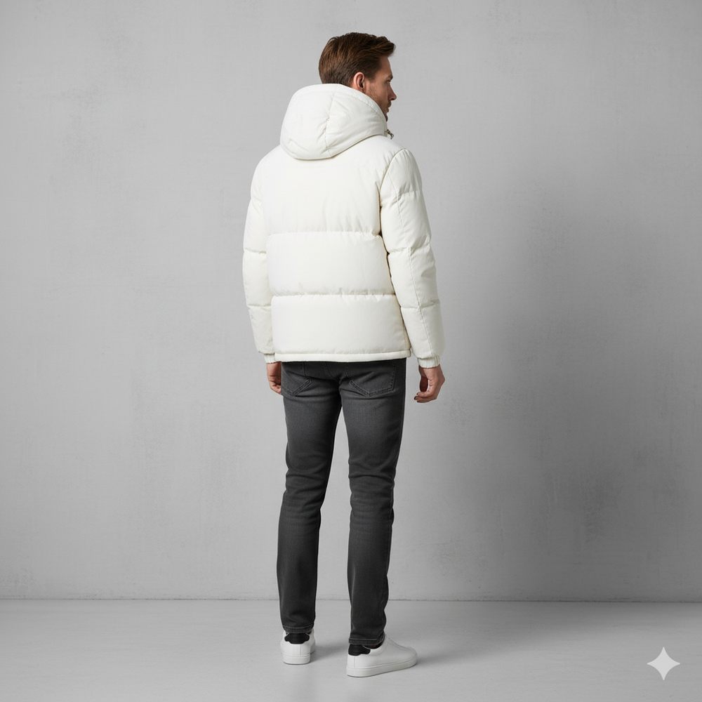 Warme Herren Pufferjacke mit Kapuze