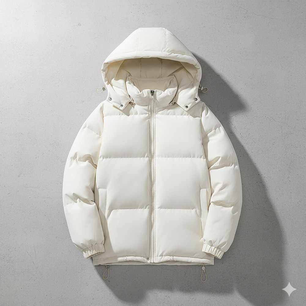 Warme Herren Pufferjacke mit Kapuze