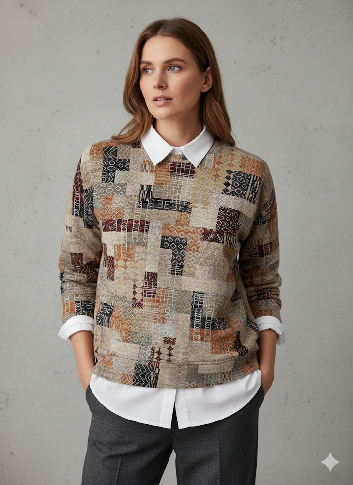 Damen Strickpullover mit Blumenmuster | Locker & Elegant