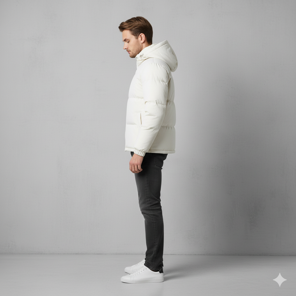 Warme Herren Pufferjacke mit Kapuze