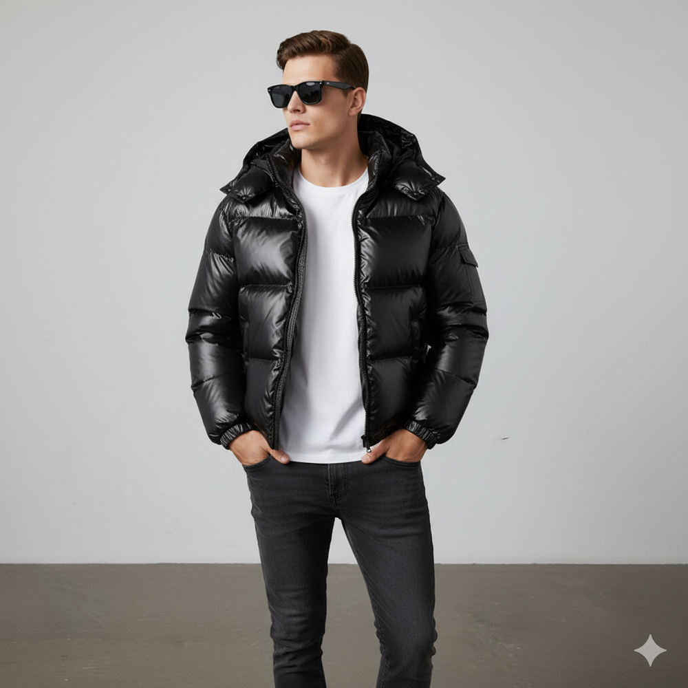 Herren Pufferjacke mit Kapuze | Winter | Warm & Modern