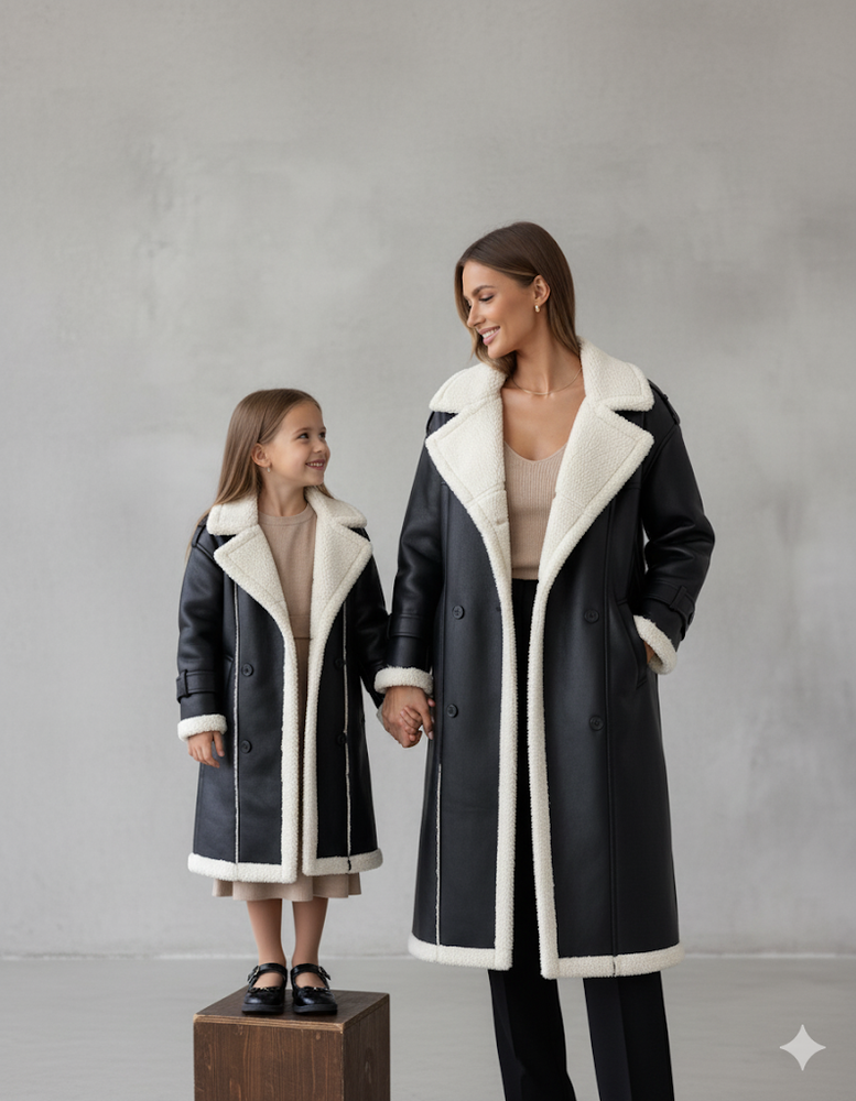 Damen Mantel aus Veganleder mit Plüschfutter | Warm & Modern